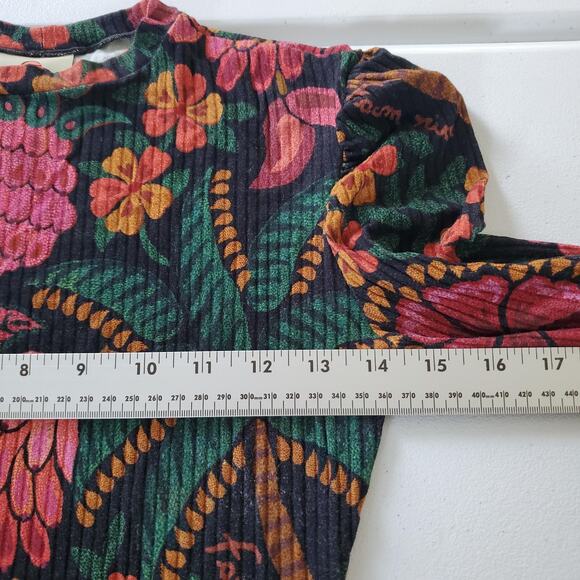 Farm Rio Bodysuit Womens Small Multicolor Floral Tropical Long Sleeve Stretch - Picture 7 of 8